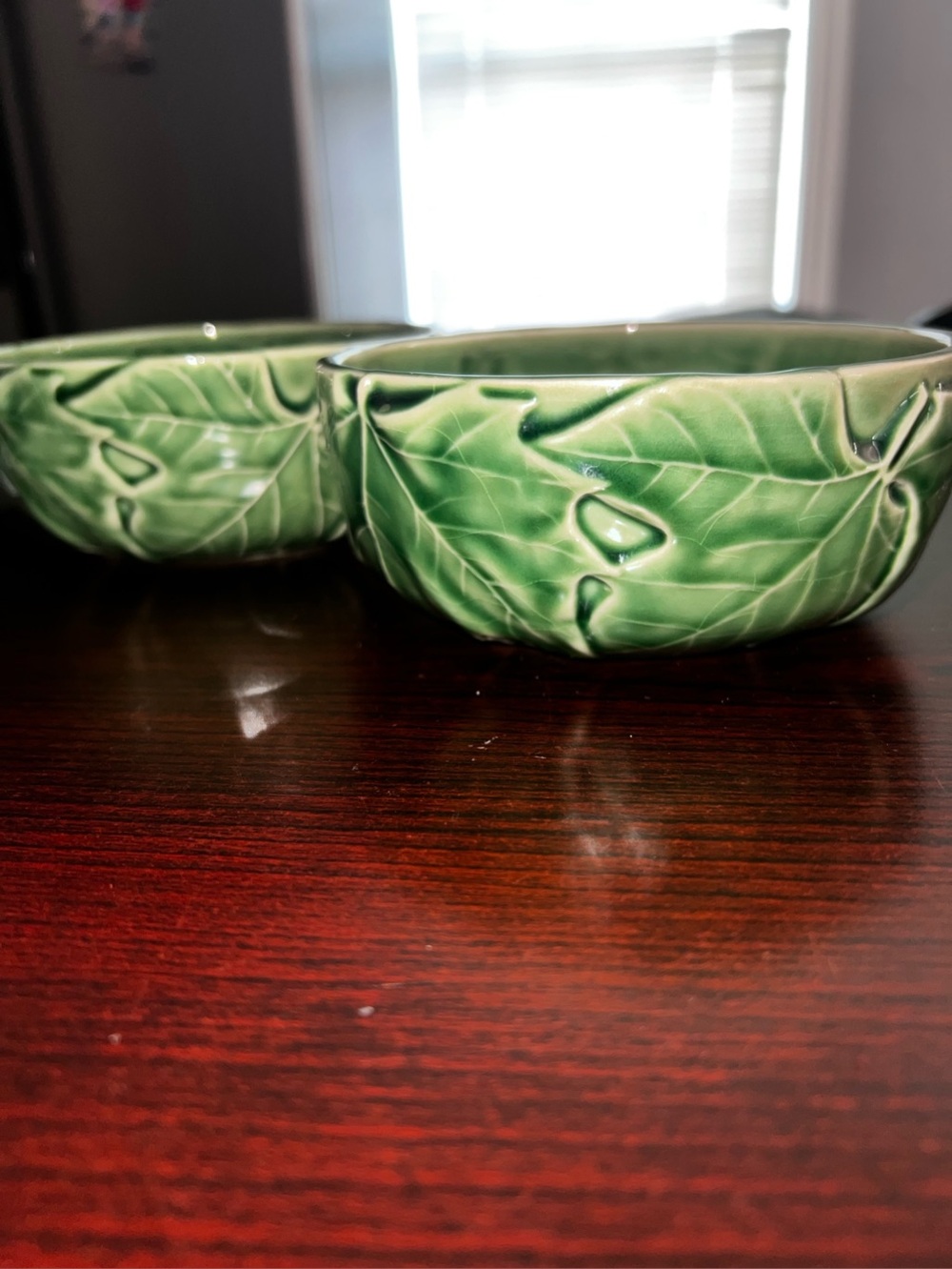 Bordallo Pinheiro Green Ceramic Bowls - Set of 2
